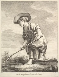 Little Girl Doing Farm Work, from Premier Livre de Figures d