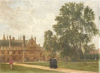 In the Grounds of Magdalen College, with Portraits of Magdalen Fellows: Reverend T. H. T. Hopkins, Reverend H. R. Bramley, Reverend J. Rigaud and Reverend H. F. Garnsey, 1882