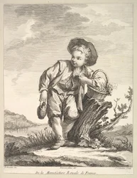 Little Boy Holding a Basket of Grapes, from Deuxième Livre de Figures d