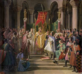 Philip Augustus (1165-1223) King of France Taking the Banner in St. Denis, 24th June 1190, 1841