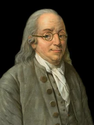 Portrait of Benjamin Franklin (1706-1790), American physicist, philosopher, and politician - engraving by Pierre Michel Alix