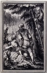 La Gageure des trois commeres - in “Tales et nouvelles en vers” by Jean La Fontaine. 1776. Illustration by P.P. Choffard