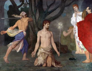 The Beheading of Saint John the Baptist. Painting by Pierre Cecil Puvis de Chavannes, c. 1869