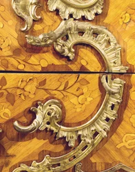 Detail of a Louis XV commode, retailed by Adrien Delorme