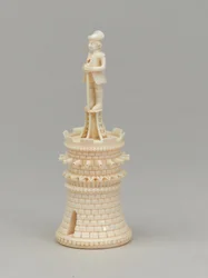 White rook, chess piece, India, 1820 circa