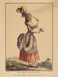 A Polonaise Dress with Draped Overskirt. From Gallerie des Modes et Costumes Français, 1778