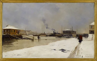 The low harbor of the Tolbiac bridge during the flood
