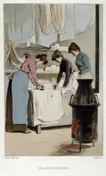 Paris Launderers Work in a Launderette Sweatshop, France