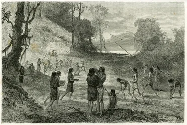 Javelin Games Between Two Tribes of Zaparros (engraving by Vignal, to illustrate the story 