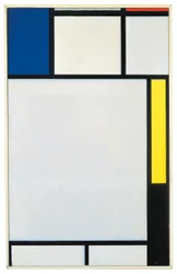 Composition with blue, red, yellow and black