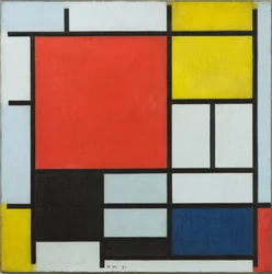 Composition with Large Red Plane, Yellow, Black, Gray and Blue