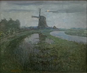 Eastside Mill along the River Gein by Moonlight
