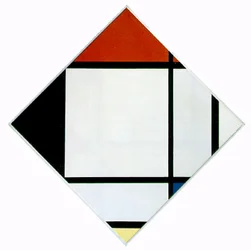 Lozenge Composition in Red, Black, Blue and Yellow