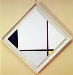 Tableau No I: Lozenge with Three Lines and Blue, Gray, and Yellow