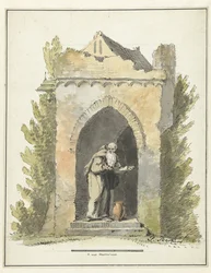 Hermit in Front of a Stone Chapel