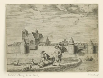 Tobias and the Angel; in the Background the Old Church in Middelburg (Landscapes with Biblical Scenes)
