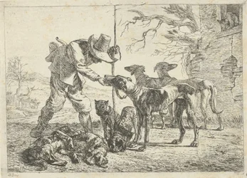 Hunter with Seven Dogs (Various Animals series)