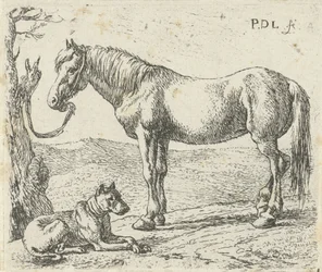 Horse and Dog in a Meadow