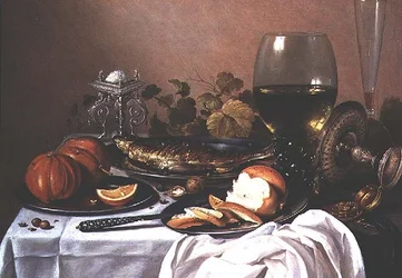 Still Life with Mackerel, Pumpkin and Bread
