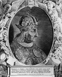 Portrait of Frederick IV, Holy Roman Emperor, engraved by Sompel, Pieter van