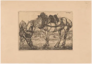 Man Feeding a Horse from a Bucket (series title: L
