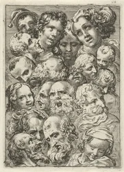 Study Sheet with Nineteen Heads