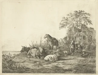 Shepherd and Shepherdess with Herd of Cattle