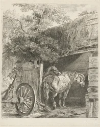Two Horses in a Barn