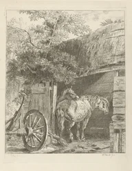 Two Horses in a Barn