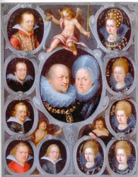Duke Frederick I and Duchess of Württemberg Sibylla with Ten of Their Children