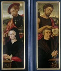 Portraits of Donors with Saints Adrian and John the Baptist