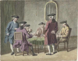 Men Playing Cards in an Interior