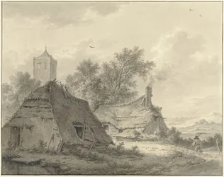 Landscape with Two Farms and a Church Tower