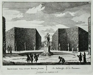 Hexagonal hedge by a faun fountain, from 