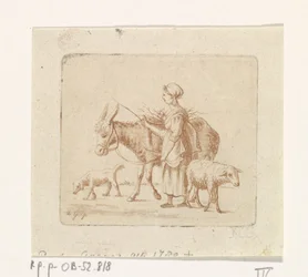 Shepherdess with Mule, Sheep and Dog