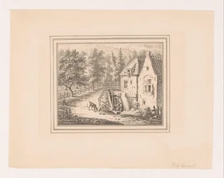 Landscape with Watermill and a Grazing Goat on a Rope