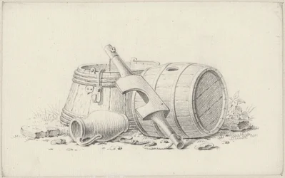 Still Life with Barrels, a Yoke, and a Jug