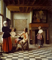 An Interior, with a Woman drinking with Two Men, and a Maidservant