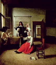 Woman Drinking with Soldiers, 1658