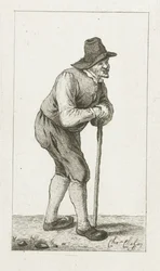 Man Leaning on Stick