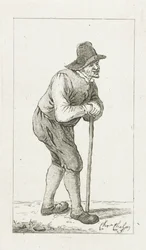 Man Leaning on Stick