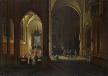 An Evening Service in a Church