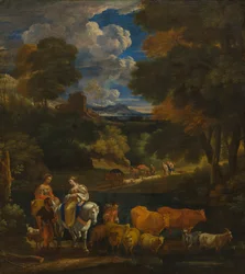 A Pastoral Landscape with Travellers