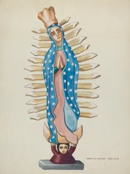 Guadalupe Wood Santo or Bulto, c.1937