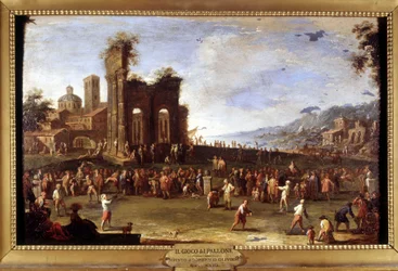 Ball game - painting by Domenico Oliveri. 18th century