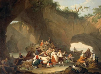 Ordinary People Having Lunch in Front of the Grotto