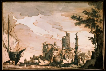 Sea Harbor, Stage Design for a Theatre Play, 1818