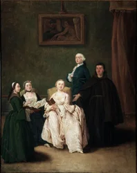 Visit of the monk to the aristocrat family