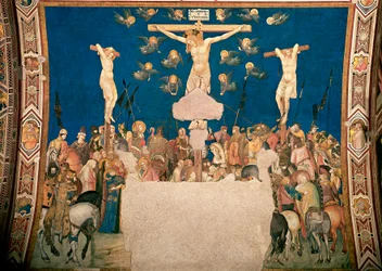Crucifixion. Fresco by Pietro Lorenzetti (1280/5 around-1348) 1335-1340 Basilica di San Francesco, Chiesa Inferiore, Assisi