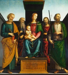 Madonna and Child on Throne with Saints John Baptist, Peter, Paul and John Evangelist